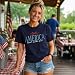 MNLYBABY America Shirts for Women Cute Patriotic Bow Shirt 4th of July Tshirt America Flag Bow Tee Independence Day Outfits