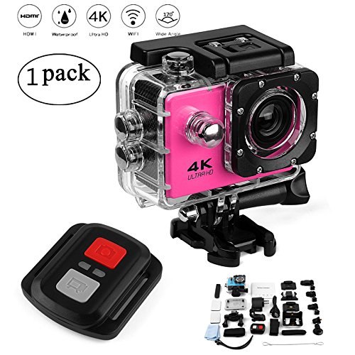 Youmei Gen 2 Sports Action Caméra 4K Live Streaming Ultra-HD Écran étanche Caméscope 170 Degree Haute Résolution Objectif Grand Angle Caméra sous-Marine avec Rechargeable Montage Accessoires Kits