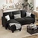 VICTONE Sectional Sofa Couch, 3 seat L-Shaped Small Sofa with Movable Ottoman Couch for Small Apartments, Living Rooms and Offices (Linen Fabric, Deep Grey)
