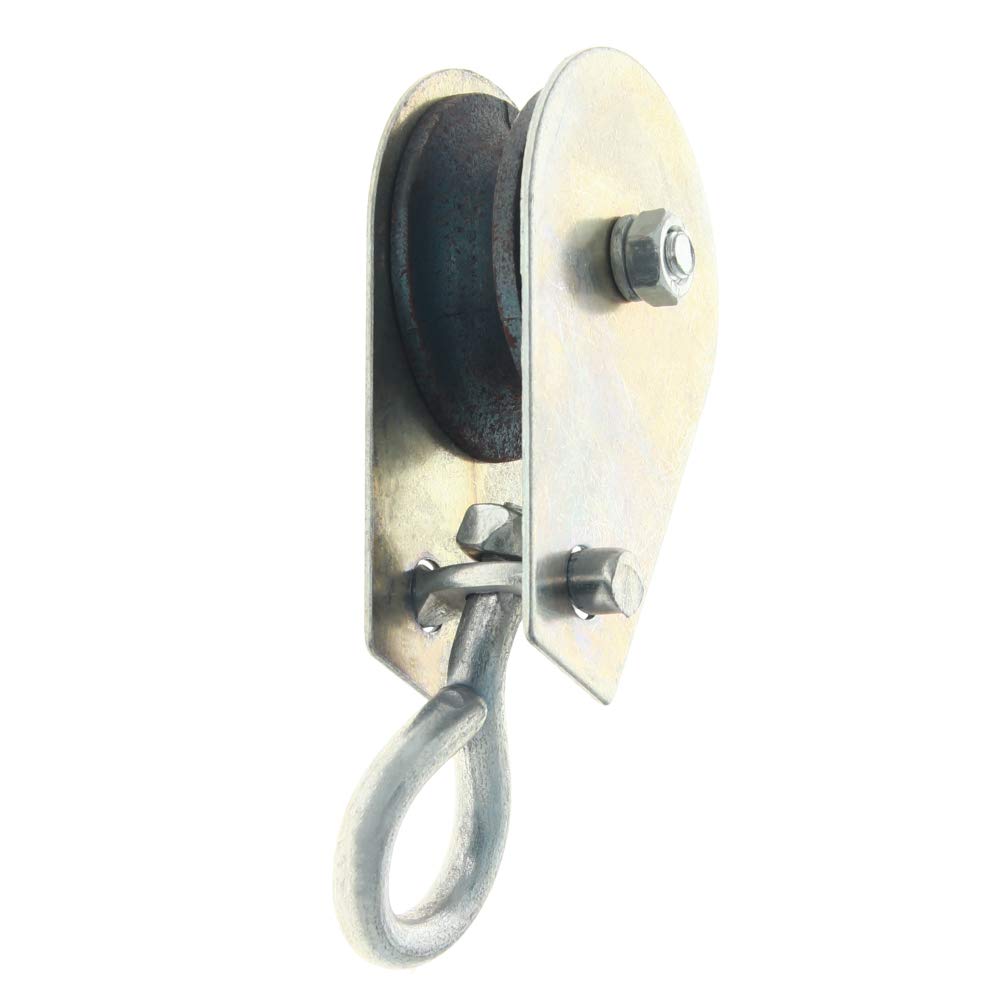 0.1T Lifting Crane Swivel Hook Single Pulley Block Hanging Wire Towing Wheel Silver Tone 3Pcs