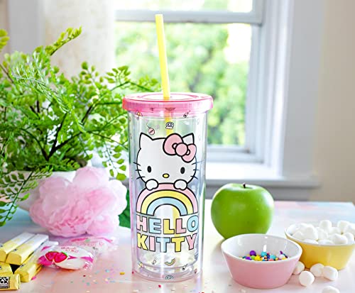 Image of Silver Buffalo Sanrio Hello Kitty, Plastic Cold Cup, 20oz | Tall, Includes Lid and Straw, 0.59 Liters