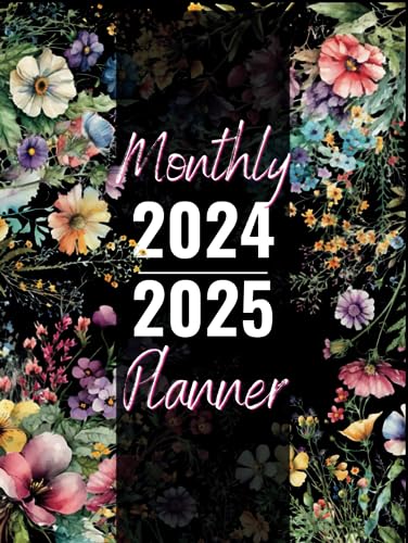 2024-2025 Monthly Planner: Two Year Schedule Organizer (January 2024 through December 2025) Floral on Black image 2