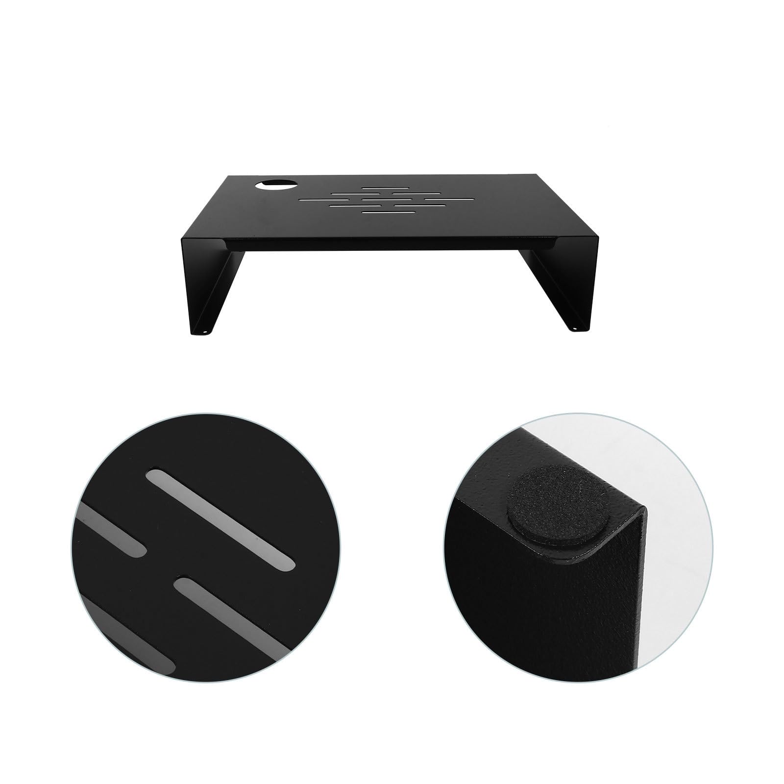 Ipetboom Supporto per Laptop e Monitor da Scrivania in Acciaio Nero Design Ergonomico per Alleviare Dolori di Schiena e Collo, Stile Elegante e Lucidato