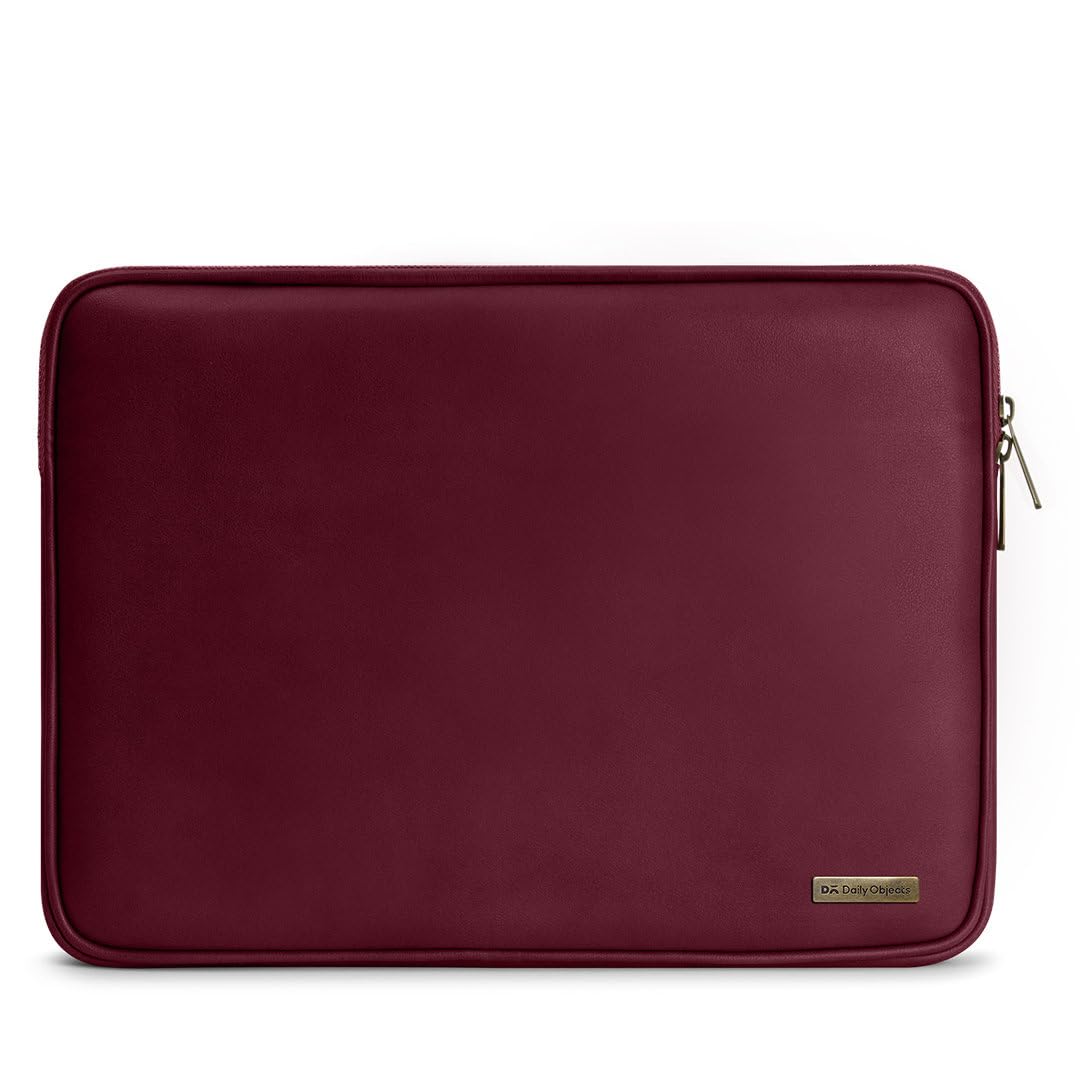 DailyObjects Zippered Sleeve for MacBook & Laptop 14 Inch | Solid Burgundy PU Leather Sleeves with inner lining | Durable Stylish Light Weight Sleek Design with Zip Closure (B082R9DCWZ) Amazon Price History, Amazon Price Tracker