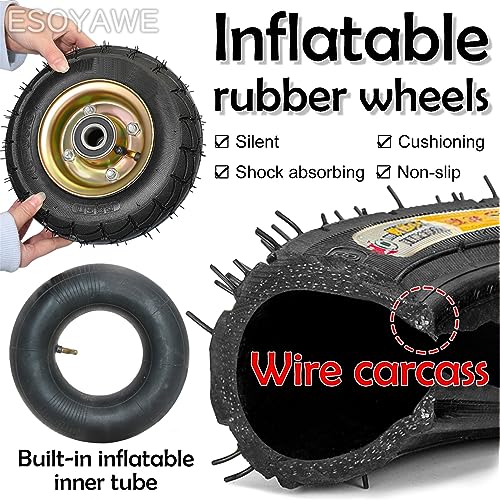 20.3 cm 25.4 cm ヘビーデューティー キャスターホイール 2個セット、ブレーキ付き交換用ゴム製キャスター、動く静音空気