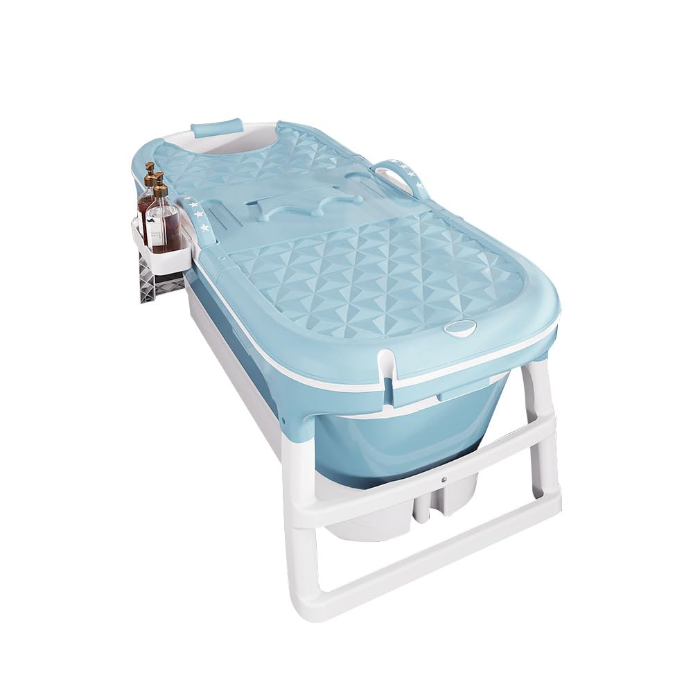 Baignoire pliable pour adulte, le choix le plus confortable pour la salle de bain familiale, Idéale pour les petites salles de bains, douche et balcon (118 * 60 * 53cm -Bleu)