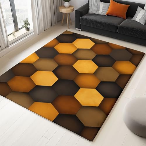 Tapis antidérapant sécurité salon jaune lavable 60x90 cm