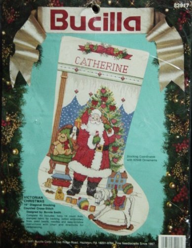 Bucilla Victorian Christmas Stocking Counted Cross Stitch Kit