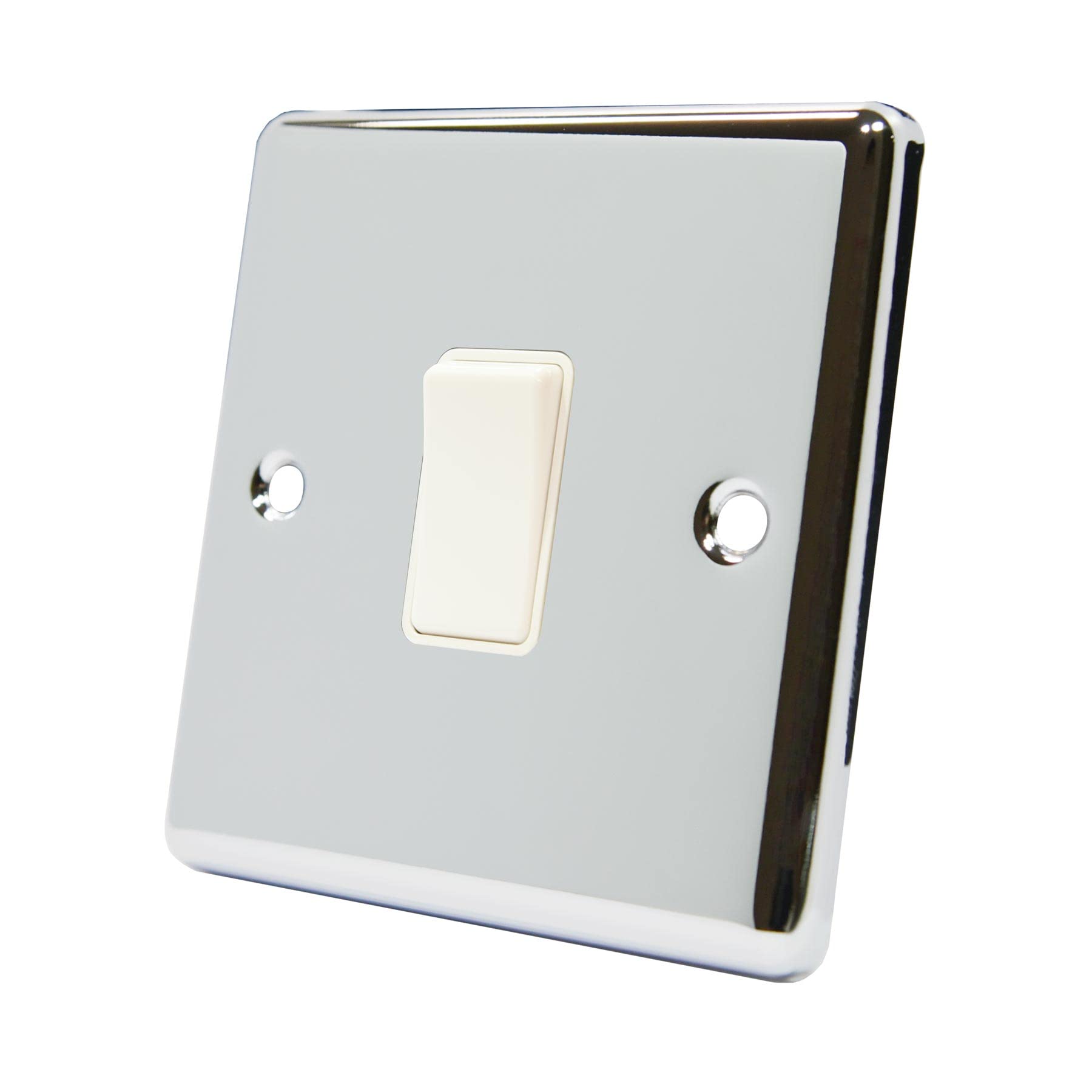 AET CPCINTWH 1 Gang 10 A Classical Chrome Polished Intermediate White Insert Plastic Rocker Light Switch