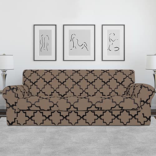 Image of Easy-Going 4 Pieces Stretch Sofa Cover for 3 Cushion Couch Washable