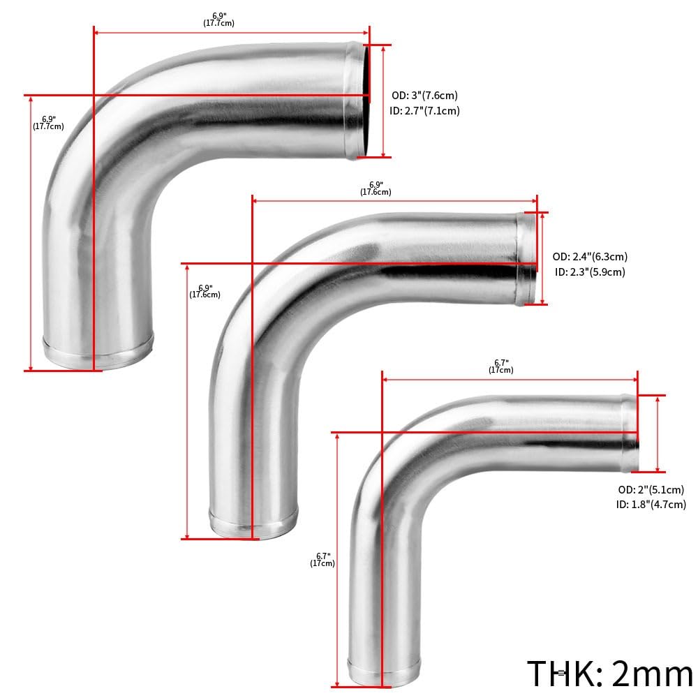 Przewód dolotowy 1 sztuk 0/45/90 stopni typ rura aluminiowa 51 63 76mm 2 .5 3 cal dolotowa zimnego powietrza samochód wyścigowy Turbo srebrny Zbiornik dolotowy(Silver 76 90)