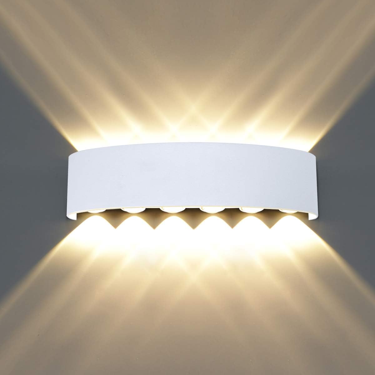 Dopastore Applique da Parete LED 36W Luce Effetto Up&Down Lampada da muro a Doppia Emissione Luminosa Bianco Nero IP65 Per Esterni e Interni (Luce naturale 4000K, Bianco)