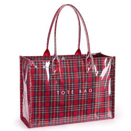 Image of KALIDI PVC Tote Bag Women's Kraft Paper Work Handbags Purses with Top Handle
