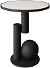 Bed SideTable with Abstract Metal Base,Modern Coffee Table Round Side Table,Accent End Table Nightstand forHome Furniture, Bedroom,Small Spaces,B