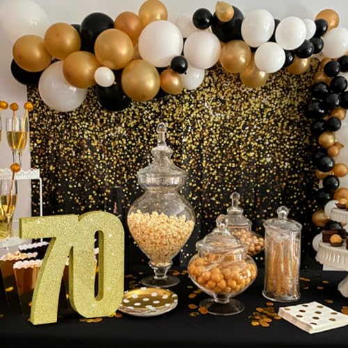 Image of TONIFUL 70th Birthday Decoration for Men and Women,70th Anniversary Decoration,Glod Glitter 70th Birthday Centerpieces for Party Decoration,Number 70 Centerpiece Table Decoration