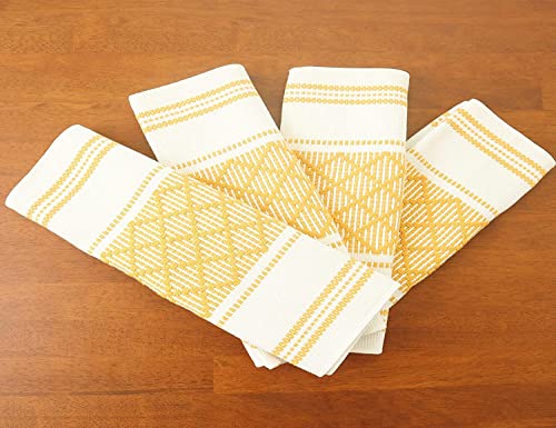 Image of ALSTONIA Cotton Table Runner -Pack of 7 The Style of Our Table Linen and Dining Rooms and Eating Areas (Yellow, 1 PCS Runner 6 PCS PLACMENT)