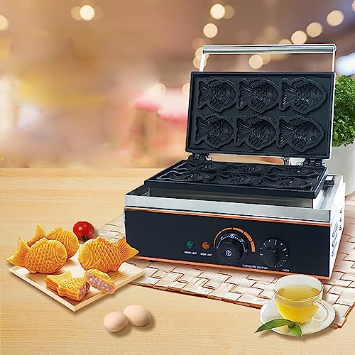 asdchZen Máquina para Hacer Gofres Eléctrica con Forma De Pez, Control De Temperatura Y Temporizador. Superficie Antiadherente para Una Limpieza Fácil. Ideal para Cafeterías Y Teterías.