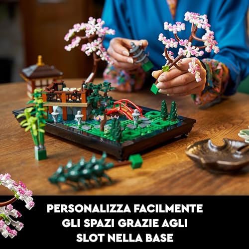 10315 Icons Il Giardino Tranquillo, Kit Giardino Botanico Zen per Adulti con Fiori di Loto, Regalo per Donna e Uomo Fan del Giardinaggio Giapponese, Decorazione da Scrivania Personalizzabile - Lego - Immagine 3