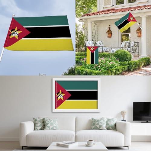 Drapeau du Mozambique 90x150 bannière extérieure durable de jute - 5