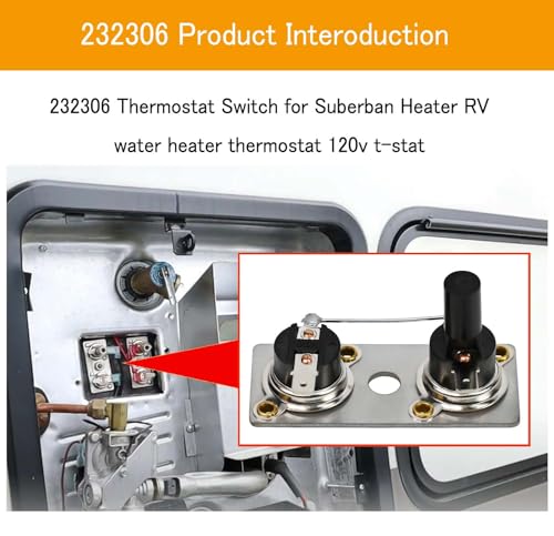 Image of Water Heater Switch 232306 - Compatible with Suburban RV Water Heaters, 120V Thermostat & Limit Switch (T-Stat), Replacement for Model 232306