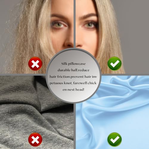 Silk Pillow Cases 2 Pack Soft Breathable and Sliky Standard Size Pillow Cases Set of 2,Natural Mulberry Satin Silk Pillowcase with Hidden Zipper for Hair and Skin (Sky Blue,20"X 26",2pcs)