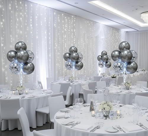 Image of Lightsfever 6 Sets LED Balloon Table Centerpieces for Party Decorations | with Pump, Balloons Table Kits Decorations for 25th Wedding Anniversary Birthday Bridal Shower Party New Year Christmas