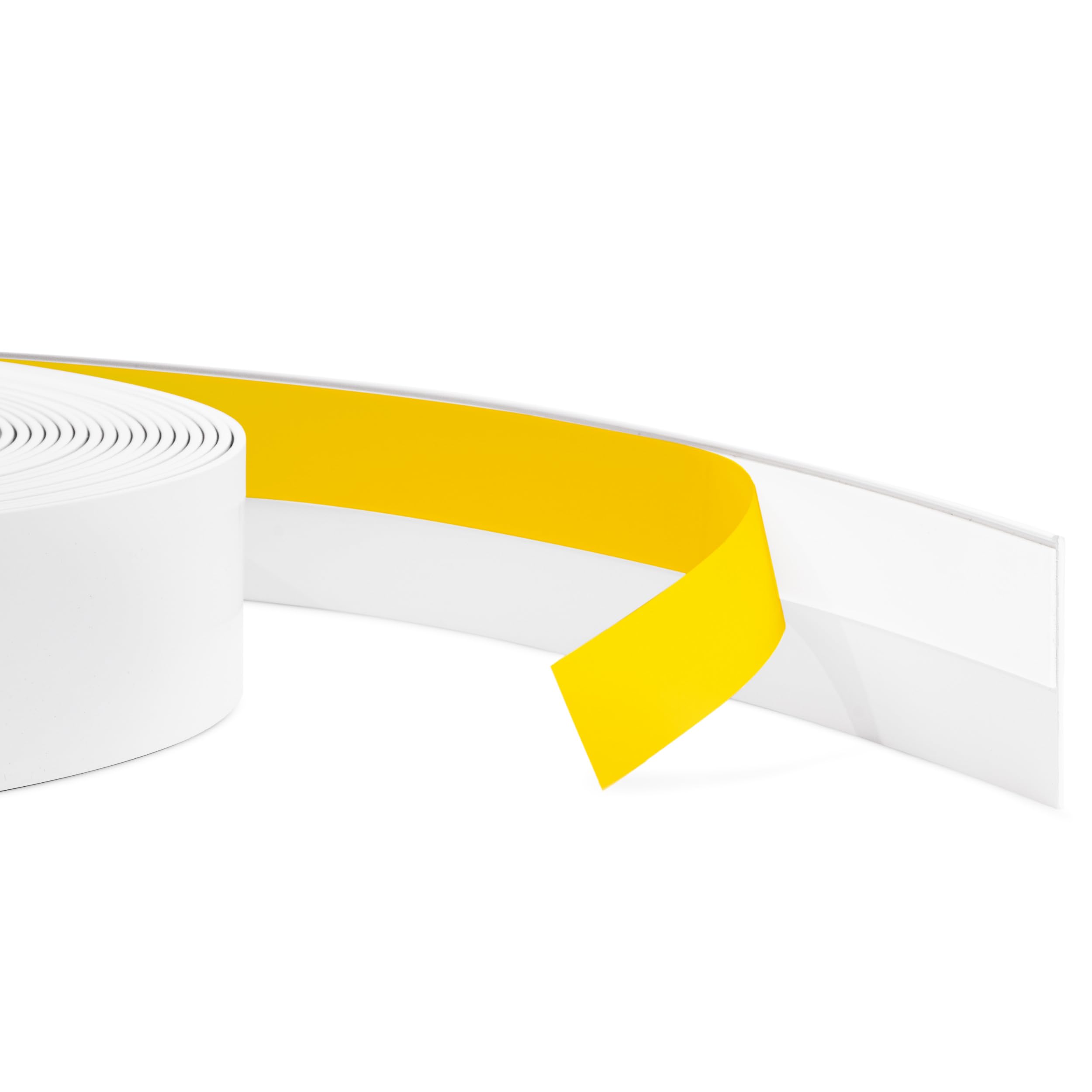 Quest Listón de Cubierta Tira Plana, Moldura para Ventanas Autoadhesiva - Ancho 30mm - Perfil de PVC, Moldura Decorativa, Tira de Acabado - Flexible, Plana - 20 metros (Blanco)