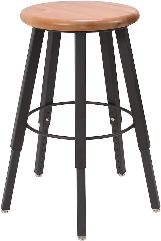 Wisconsin Bench Five-Leg Stool With Hardwood Seat - 18" To 28" Seat Height
