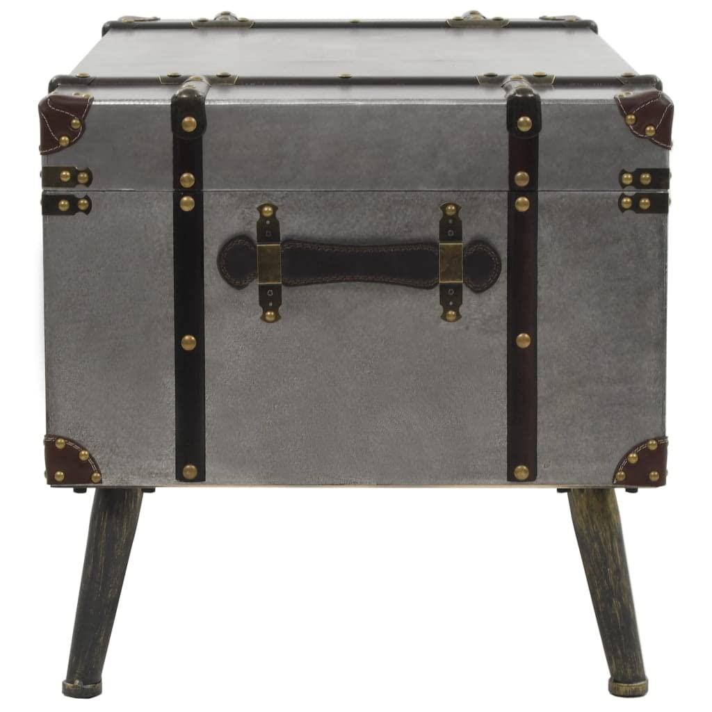 Stolik kawowy z płyty MDF i aluminium w stylu vintage 102 x 51 x 47,5 cm jako stolik pomocniczy z dwiema przegródkami wewnętrznymi i podszewką z włókniny do przechowywania i dekoracji
