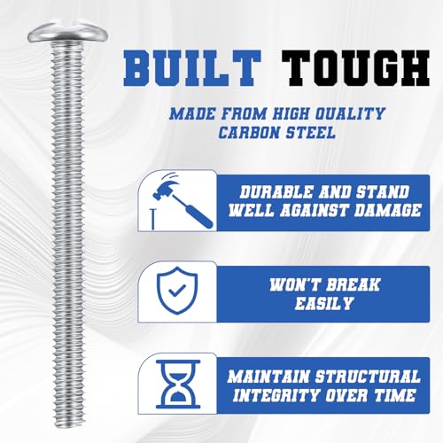 Image of Zonon 100 Pack Knob /Pull Machine Screws 8-32 x 1-3 /4 inch Thread Zinc-Plated Cabinet Metal Phillips Screws Kit Round Head Combination for Cabinet Door Drawer Cupboard Closet Handle Installation