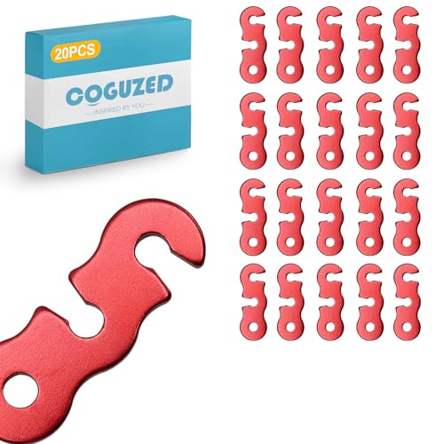 CoguZed 20Pcs Rope Tensioner and Tightener, Aluminum Alloy Camping Tent Guyline Cord Adjuster Camping of Gear, Tent Guyline & Paracord Tensioners, Hiking, Outdoor
