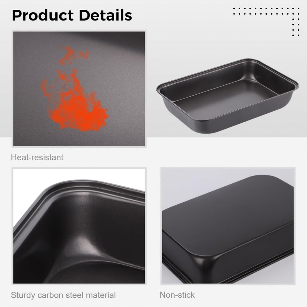 Set di 3 teglie da forno antiaderenti in acciaio al carbonio, 3 pezzi, per cucina domestica, impilabili, antiaderenti, per carne, pane, biscotti, vassoi per arrosto