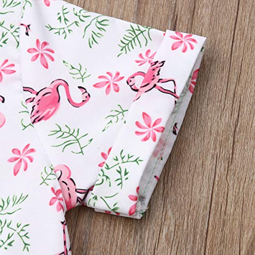 image for VISGOGO Toddler Baby Boy Flamingo Short Sleeve Button Down Shirt & Cas