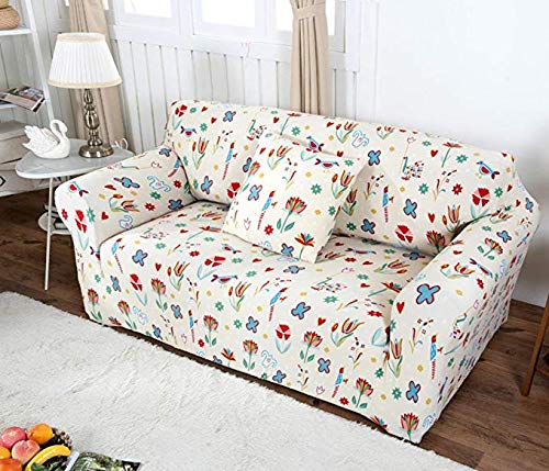Housse stretch de canapé 4 places élastique en polyester motif floral universel