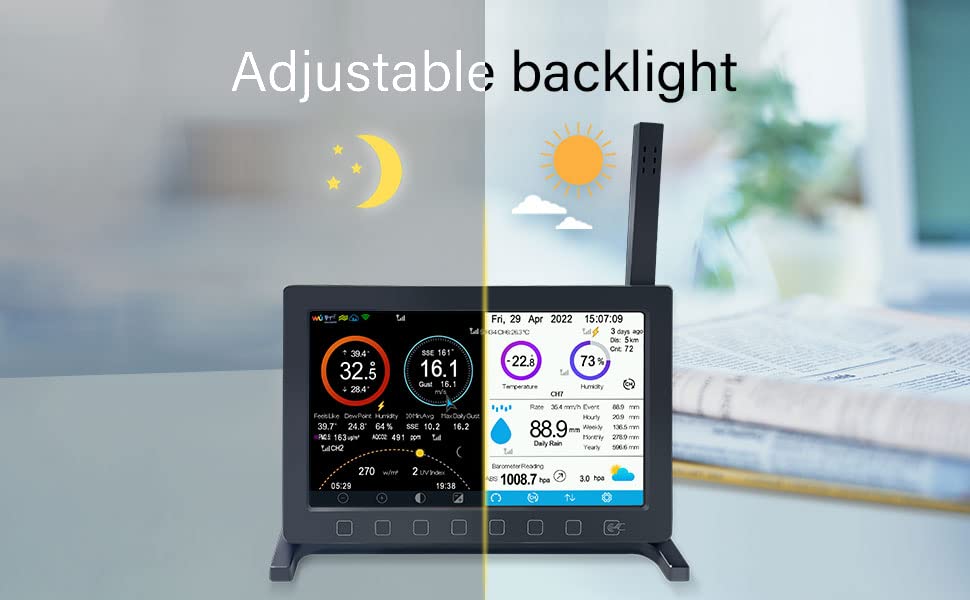 Ecowitt HP2560 display with adjustable backlight