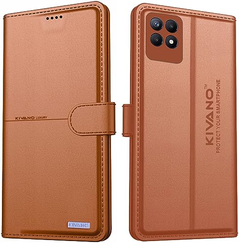 Image of Compatible with Realme Narzo 50 / Realme 8i Flip Cover | Leather Finish | Inside Pockets & Inbuilt Stand | Shockproof Wallet Style Magnetic Closure Back Cover Case