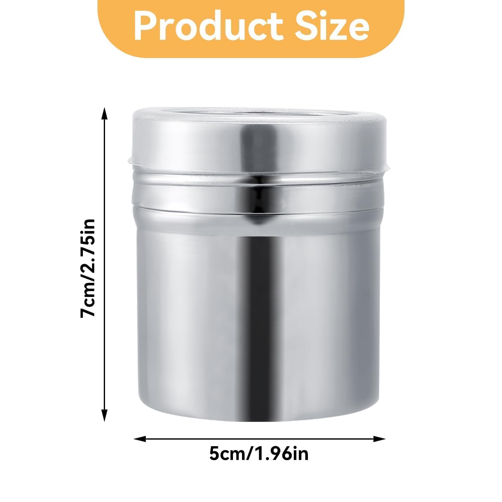 Saupoudreuses Inox 304 – 2 Tailles Shaker à Poudre Fine Pour Cacao, Sucre Glace, Épices & Café (S Ou L)