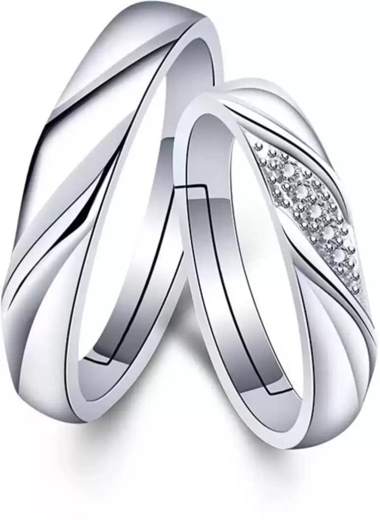 MEENAZ Couple Rings for women girls lovers men boys girlfriend Couples Husband wife Gf BF AD CZ Stylish Valentine American diamond Adjustable love Heart Platinum Silver Solitaire Finger Ring Combo-140 (B0BSFWV1QG) Amazon Price History, Amazon Price Tracker