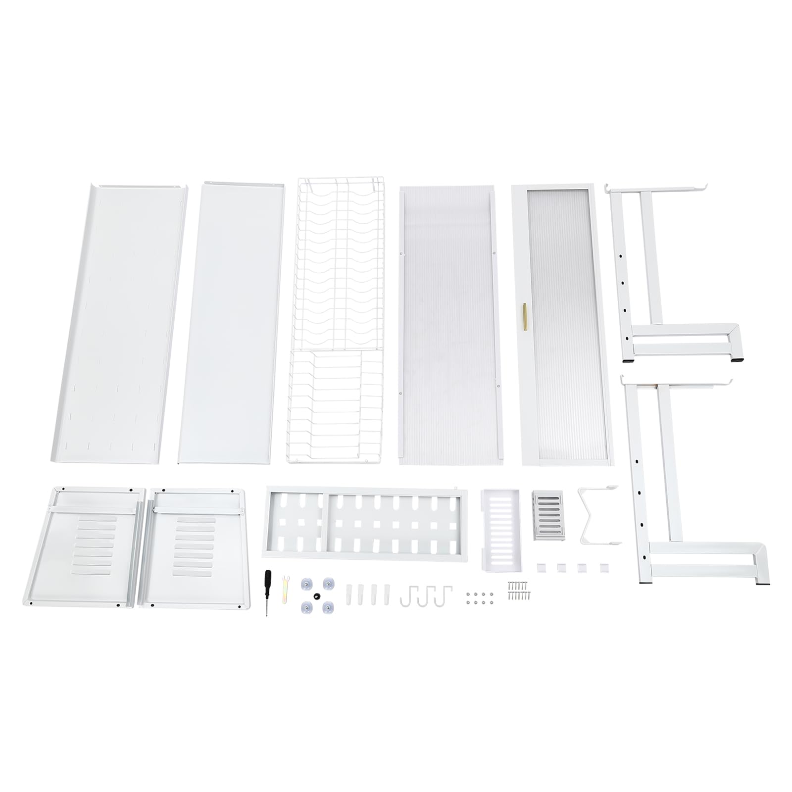 Abtropfgestell Geschirr Trockengestell über der Spüle, 3 Ebenen Kohlenstoffstahl Geschirrständer Dish Drying Rack, Erweiterbar Geschirrabtropfgestell Großes Geschirrtrockner für Küchentheke (Weiß)