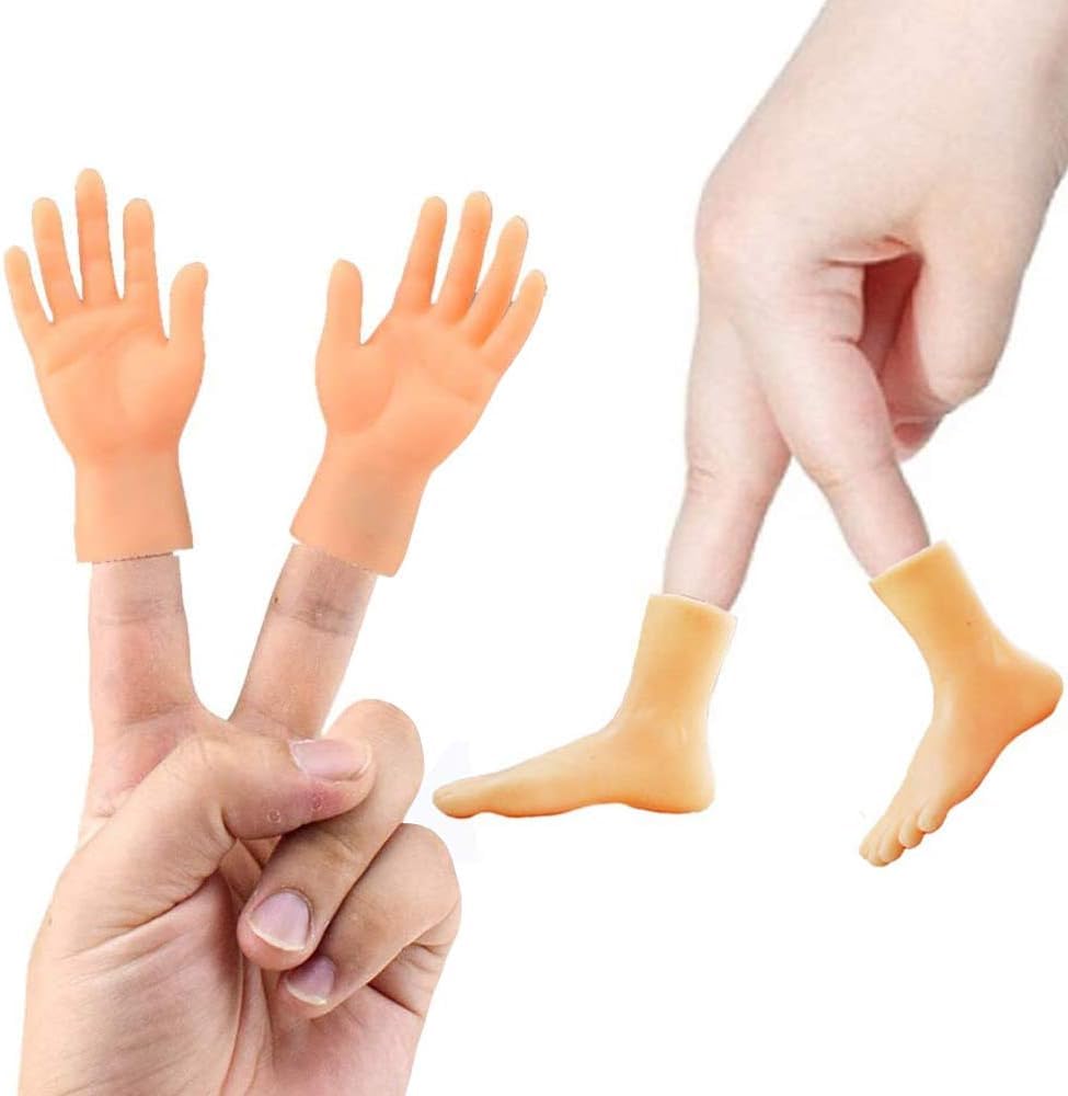 Hsthe Sea Tiny Hands Mini Finger Hands Foot Finger Marionetas Tiktok Broma Juego Juguetes -4PCS - 3