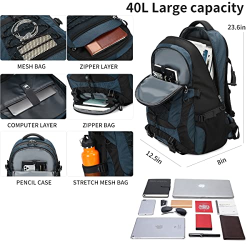 Bovip 40L Hiking Backpack Waterproof Lightweight Daypack Travel Sports Camping Backpack For Men Women Blue #TOP1