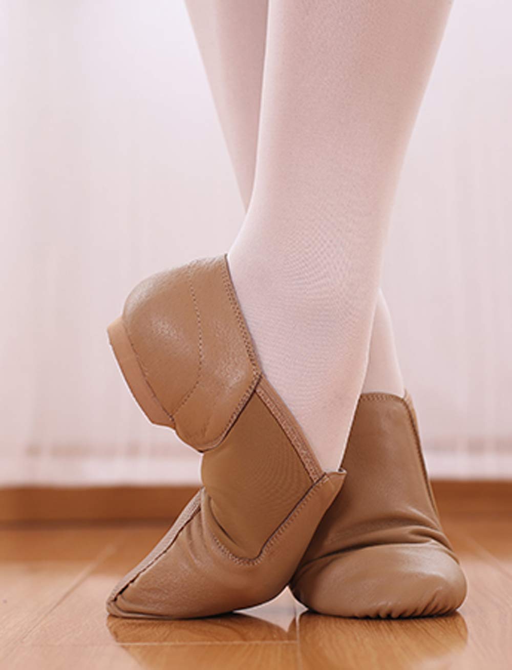 Chaussures de jazz en cuir souple avec semelle fendue pour femmes, hommes, garçons et filles