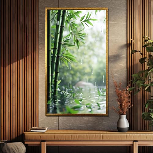 Tableau sur toile Zen Bamboo pour mur vide décoration forêt 80x150cm - 3