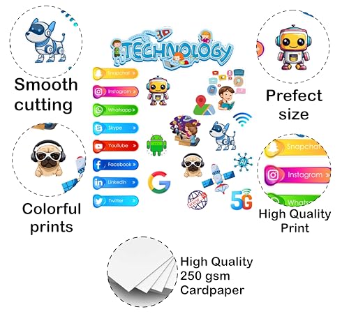 Image of 21+ Pcs Technology Photo Booth Props | Social Media Theme Cards | Whatsapp, Instagram, Facebook Props | Baby Photoshoot & Party Decorations | Premium Cardstock Material