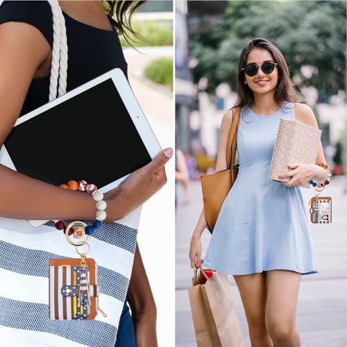 Image of COOLANS Silicone Bracelet Wristlet Wallet Credit Card Holder RFID ID Window Key Ring Tassel Slim Wallet Women Keychain Purse