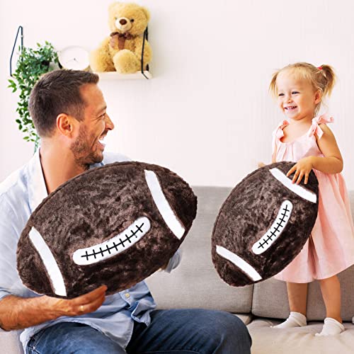 2 Pcs Sports Pillow Fluffy Soft Throw Pillow Cute Shaped Sports Decor Round Plush Pillow Sport Theme Cushion Stuffed Pillow For Bedroom Decoration (Football) #TOP4