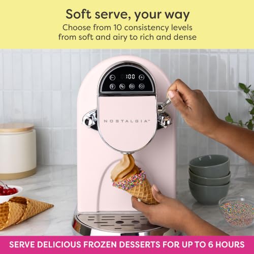 Image of Nostalgia Retro Soft Serve Ice Cream Maker - Make 10 / Four Ounce Servings of Chocolate, Vanilla, Strawberry Flavors & More - Easy Dispensing Lever & Self Clean Mode - Ready in about 20 Minutes