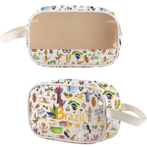 WSNANG Lembrança de viagem ao Brasil, bolsa de higiene pessoal transparente para amantes de marcos da cidade brasileira para presentes de carnaval vibrações no Brasil, Brazil CMB