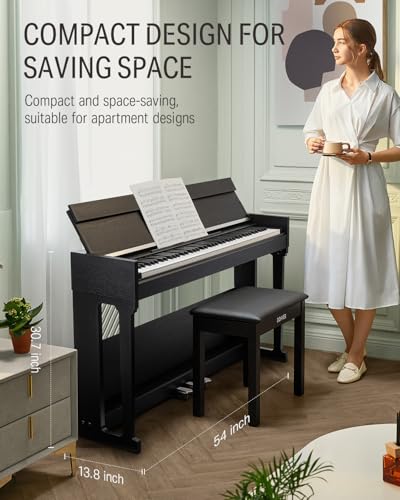 Donner DDP-90 Pro Digital Piano 88 Key Weighted Keyboard, Electric Piano Keyboard Full Size with Folding Cover, Three Pedals, Wireless MIDI Audio, 238 Tones, Gifts for Women Girls Beginners, Black - image 3