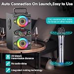 Bluetooth Speakers, 60W Portable Wireless Loud Outdoor Home Party Bluetooth Speaker with Subwoofer, FM Radio, LED Colorful Lights, Microphone, Remote and Big Powerful Stereo Deep Bass Sound Boombox